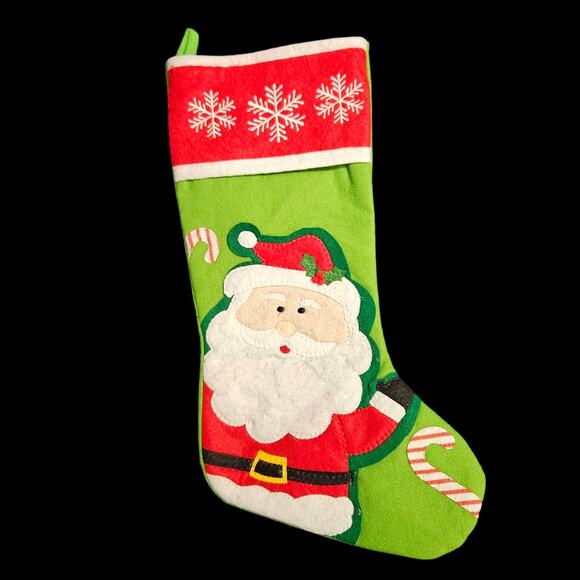 Set of 2 Christmas Stockings Santa & Snowman Felt Holiday Decorations 17" - Picture 5 of 7
